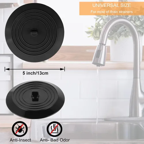 Miniatura 3 de V-TOP Tapón de Desagüe de Bañera Paquete de 2, Tapón de Bañera de Silicona de 5 Pulgadas Cubierta de Desagüe de Ducha, Tapón de Bañera Retenedor