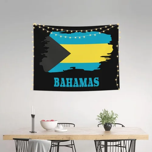 Miniatura 3 de Tapiz de decoración de pared, diseño de bandera de mapa de Bahamas, tapiz para colgar en la pared, manteles de arte hippie de 29 x 37 pulgadas