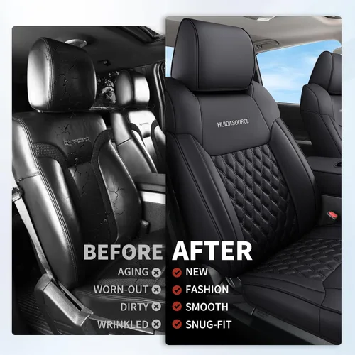 Miniatura 4 de Huidasource Juego completo de fundas de asiento de automóvil para Dodge Ram, delantero y trasero, de cuero impermeable, protector de cojín de Juego