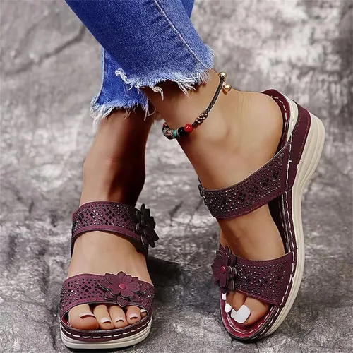 Miniatura 7 de Sandalias ortopédicas para mujer, con soporte de arco, cómodas sandalias ortopédicas para caminar, cómodas sandalias de cuña antideslizantes