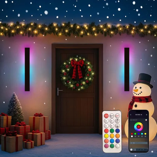 Miniatura 37 de Paquete de 2 luces de pared para exteriores de 39 pulgadas, montaje en pared, aplique moderno para exteriores, iluminación exterior lineal larga LED