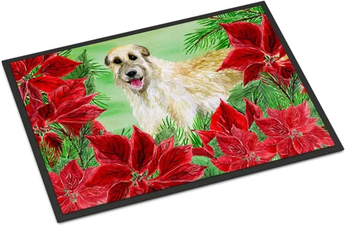 Miniatura 147 de Caroline's Treasures CK1311MAT Cavalier Spaniel Poinsettas - Felpudo de 18 x 27 pulgadas, tapete para puerta delantera, interior y exterior
