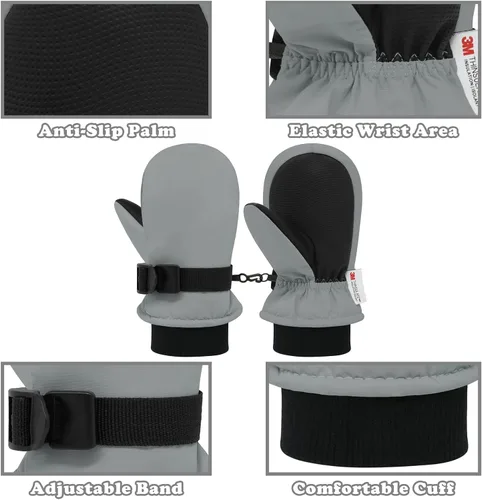Miniatura 15 de Sarfel Guantes impermeables para niños pequeños, guantes de esquí, guantes de nieve, guantes para bebé, Thinsulate 1-7 años