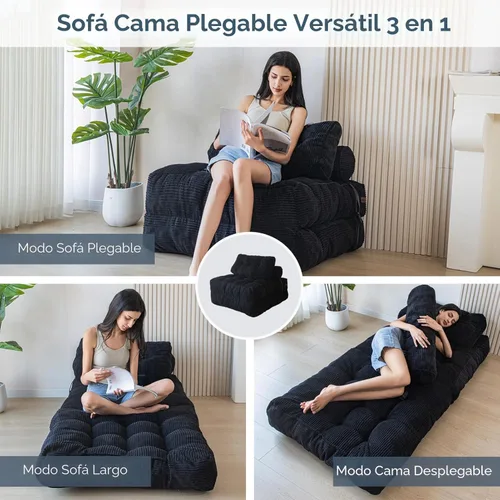 Miniatura 4 de MAXYOYO Sofá cama plegable, silla convertible con almohada, sofá plegable con soporte para la espalda, silla plegable portátil para cama, cómodo