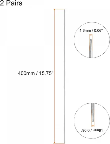 Miniatura 2 de uxcell Juego de 2 pares de agujas de tejer, 0.063 in de diámetro, 15.75 pulgadas de largo, acero inoxidable, agujas de suéter de doble punta