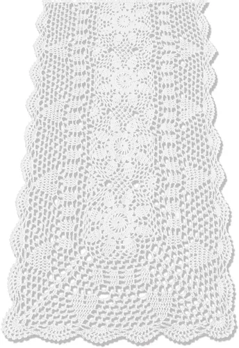 Miniatura 8 de KEPSWET Camino de mesa rectangular de girasol hecho a mano con encaje de ganchillo, decoración floral de boda (14 x 36 pulgadas, beige)