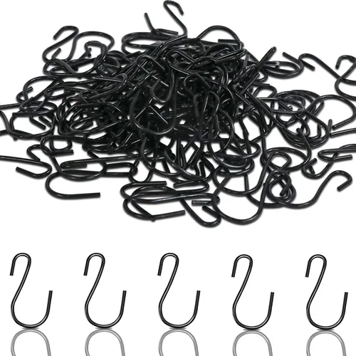 Paquete de 60 Ganchos en S de 1 Pulgada Pequeños para Colgar, Ganchos para Adornos, Ganchos de Metal Negro Resistente Mini para Joyería, Collares,