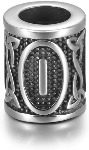 Miniatura 24 de 5 cuentas vikingas de acero inoxidable, cuentas espaciadoras de metal, cuentas espaciadoras de agujero grande, cuentas de tubo de plata antigua