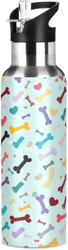 Miniatura 8 de BPA-Free Sport Water Bottle Insulated 20 Oz, Stainless Steel Vacuum Insulated Water Bottle for Gym Outdoor Travel School, Colorful Dog Bone Heart