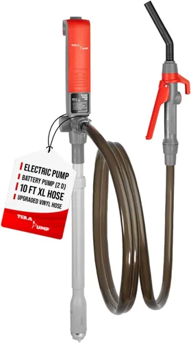 Miniatura 11 de TERA PUMP Bomba de transferencia de combustible con boquilla de control de flujo rápido y tubo telescópico y potente batería recargable, manguera