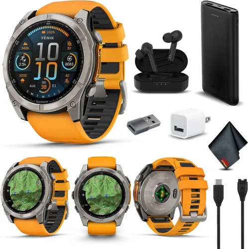 Miniatura 9 de Garmin Fenix 8 AMOLED Premium Multisport GPS Smartwatch gris pizarra con banda de silicona negra, linterna LED incorporada, paquete de reloj