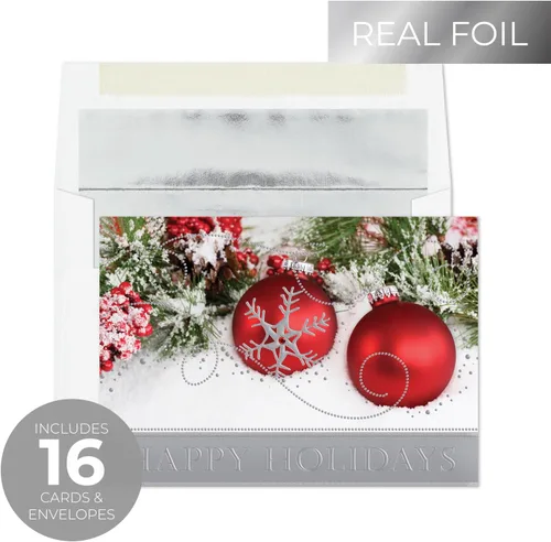 Miniatura 2 de Masterpiece Adorno Navideño Brillante Tarjetas de Navidad / Juego de 16 Tarjetas Navideñas en Caja con Acentos de Papel Aluminio Plateado y Sobres