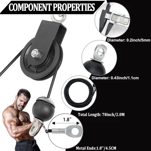 Miniatura 3 de Taeku Cable de polea de fitness, cable de polea de 0.236 in, cable de acero de repuesto, accesorios de máquina para gimnasio en casa, sistema