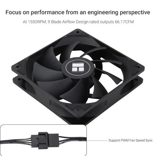 Miniatura 3 de Thermalright Ventilador de CPU TL-C12C, ventilador silencioso PWM de 4.724 in, 4 pines PWM, con rodamiento S-FDB incluido, refrigeración de PC
