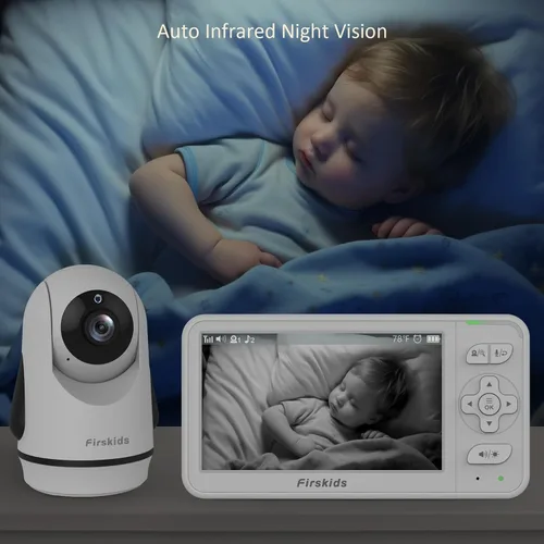 Miniatura 7 de Monitor de bebé, monitor de bebé de video de 5 pulgadas con cámara y audio, batería de 32 horas, sin WiFi, comunicación bidireccional, sensor