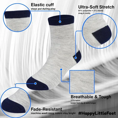 Miniatura 2 de Calcetines para niños, 24 pares de calcetines deportivos acogedores para niños y niñas (1-13 años)