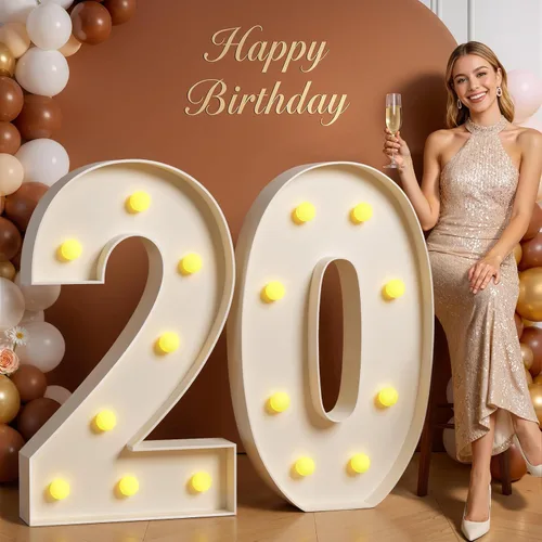 Miniatura 94 de Números de marquesina de 4 pies de alto, 4 pies de alto, números grandes iluminados 0 para 30, 40, 50, 60, decoración de fiesta de cumpleaños