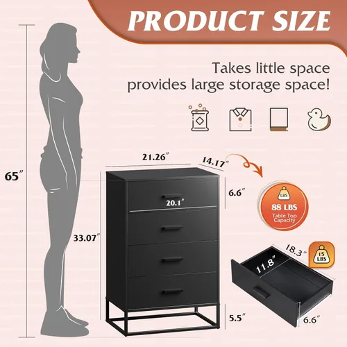 Miniatura 3 de WLIVE Wood Dresser for Bedroom, Wide Chest of Drawers with Metal Handle for Living Room, Hallway