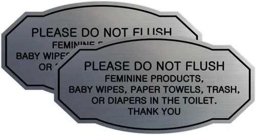 Miniatura 35 de Signs ByLITA Letrero de etiqueta victoriana Please Do Not Flush (Lt Gray), pequeño, 1 paquete Gris claro