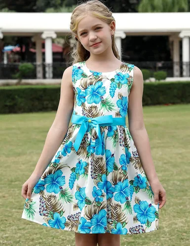 Miniatura 98 de Vestido de verano para niña, de algodón, con diseño floral
