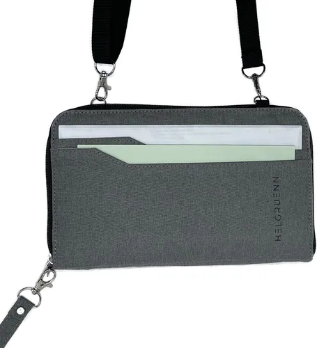 Miniatura 5 de Helgruenn Organizador de documentos de viaje familiar de 6 pasaportes de primera calidad con bloqueo RFID, Gris