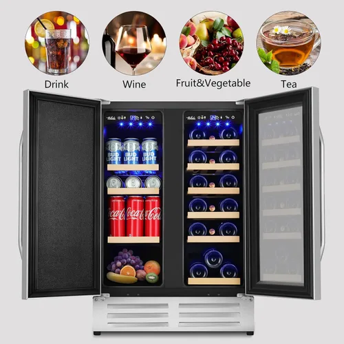 Miniatura 6 de Refrigerador Enfriador de Vinos de 8 Botellas, Refrigerador Pequeño de Vino, Mini Refrigerador de Vino de Encimera con Puerta de Vidrio, Bodegas