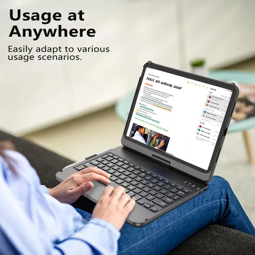 Miniatura 6 de TQQ Funda Touch para iPad (A16) de 11ª generación con teclado (11 pulgadas, 2025) y 10ª generación (10.9 pulgadas, 2022) – 360° giratorio, delgado