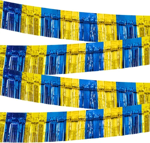 Miniatura 25 de Paquete de 4 cortinas flotantes negras con flecos, guirnalda de flecos metálicos con borlas brillantes, decoraciones flotantes para remolque