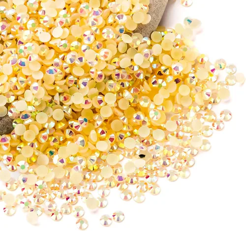 Miniatura 108 de Diamantes de imitación AB verdes a granel, 5000 piezas de diamantes de imitación de fondo plano redondos de gelatina AB sin fijación térmica, gemas