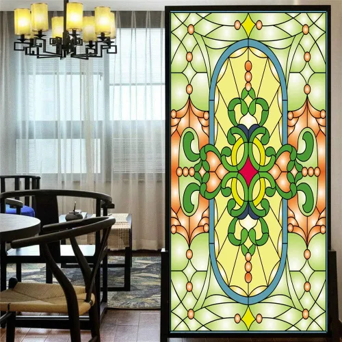 Miniatura 7 de Lámina decorativa para ventana, privacidad, multicolor, hermoso estilo iglesia, 39, esmerilado, tintado de ventana para oficina en casa