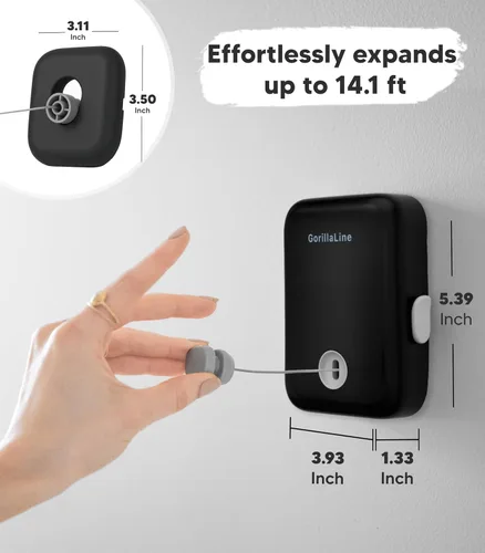 Miniatura 5 de GorillaLine - Tendedero retráctil para interiores y exteriores - Línea de lavandería de secado de ropa resistente - Tendedero montado en la pared