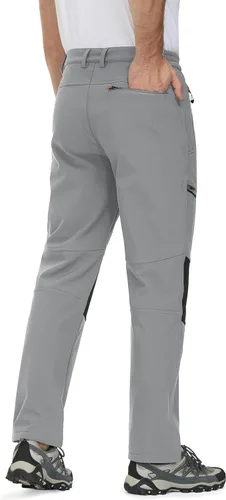 Miniatura 3 de MAGCOMSEN Pantalones de invierno para hombre, con forro polar, resistentes al agua, 4 bolsillos con cremallera, pantalones para exteriores