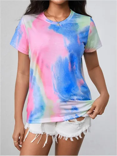 Miniatura 3 de Verdusa - Camiseta de manga corta para mujer teñido anudado