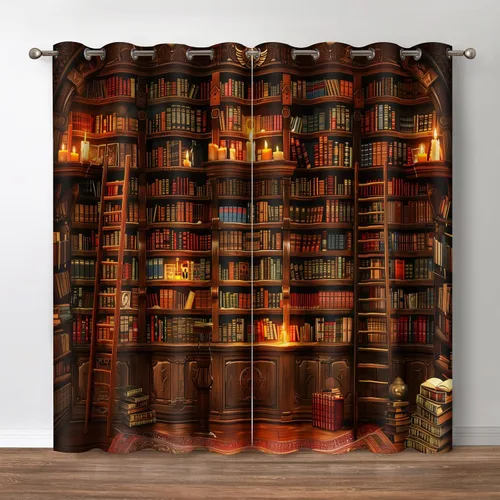 Miniatura 25 de Jekeno - Cortinas opacas de cine para dormitorio, sala de estar, carrete de película con estampado rojo y negro, con ojales, juego de 2 paneles, 52