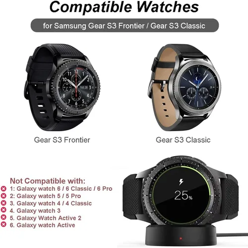 Miniatura 2 de Emilydeals para Gear S3 Charger, base de carga de repuesto para Samsung Gear S3 Classic/Frontier Smart Watch (negro)
