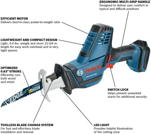 Miniatura 2 de Herramienta compacta de sierra de sable Bosch GSA18V-083B 18 V