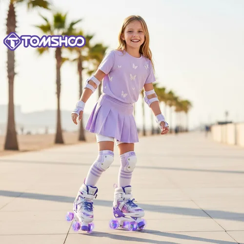 Miniatura 2 de TOMSHOO Patines de ruedas para niños y niñas de 3 a 5, 5 a 8, 6 a 12, 4 tamaños, patines ajustables con ruedas iluminadas, para regalo de cumpleaños
