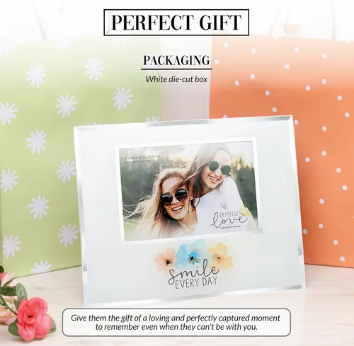 Miniatura 3 de Pavilion Gift Company - Smile Every Day - Portarretratos de vidrio con espejo para amigas, madres, hermanas (fotos de 4 x 6 pulgadas), 1 unidad