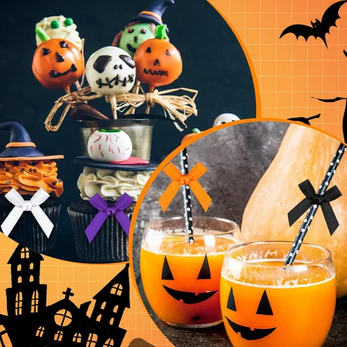 Miniatura 3 de Syhood 300 piezas de arcos mini para Navidad y Halloween, pequeños arcos de cinta, moños para costura manual, apliques, manualidades, decoración