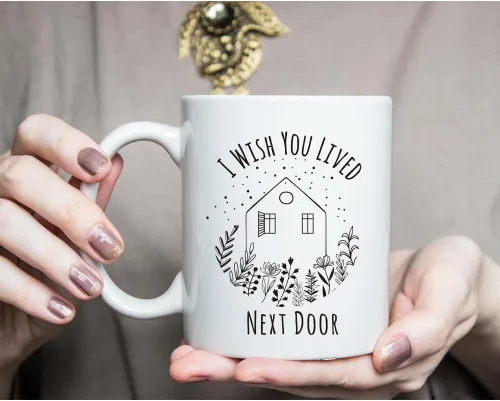 Miniatura 3 de Taza con texto en inglés "I Wish You Lived Next Door", regalo de amistad, regalo sentimental de amistad de larga distancia para mujeres, mujeres