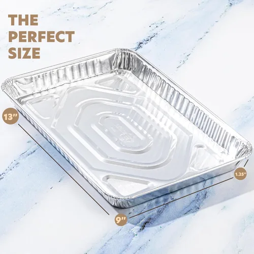 Miniatura 6 de PLASTICPRO Bandejas de Aluminio Paquete de 5 Bandejas Desechables para Galletas 9'' x 13'' Bandejas para Hornear de Calidad Premium Extra