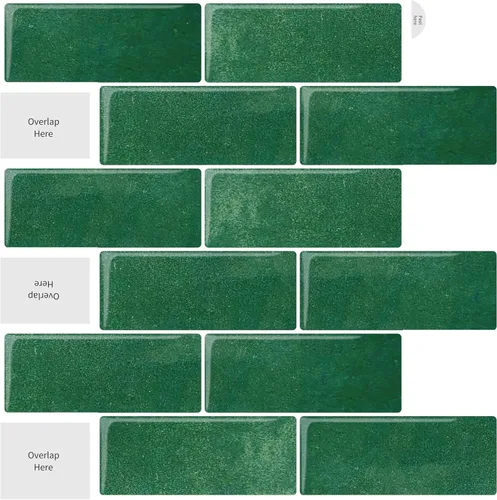 Azulejos de metro verde pavo real de 10 hojas para despegar y pegar, azulejos autoadhesivos 3D para cocina, baño, azulejos de mosaico adhesivo de 12