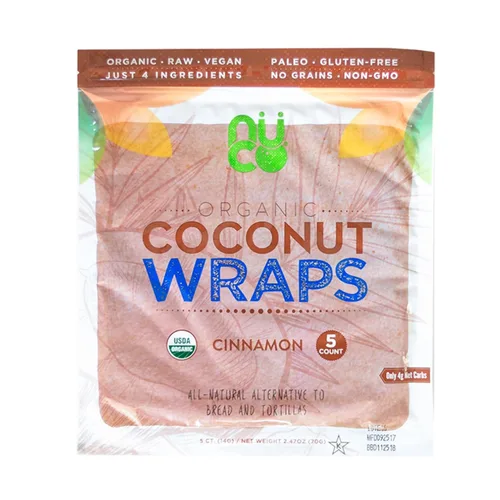 Totalmente natural, paleo, sin gluten, vegano sin OMG, kosher, crudo, vegetal, nuco, coco envuelve sabor a canela. Sin sal añadida baja en