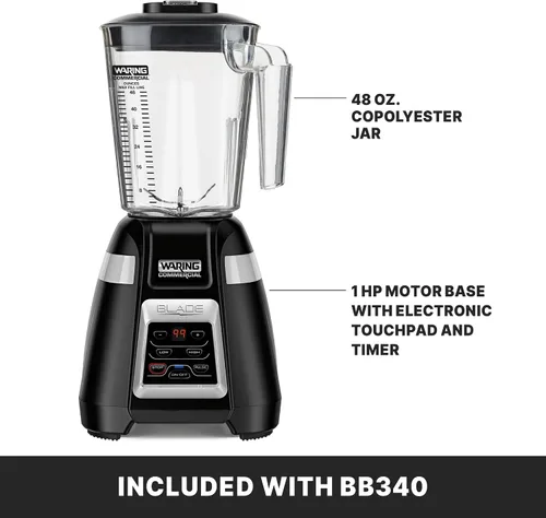 Miniatura 3 de Waring Commercial BB340 Blade - Batidora de 1 HP, teclado de 2 velocidades con pulso y temporizador de cuenta regresiva de 99 segundos, contenedor