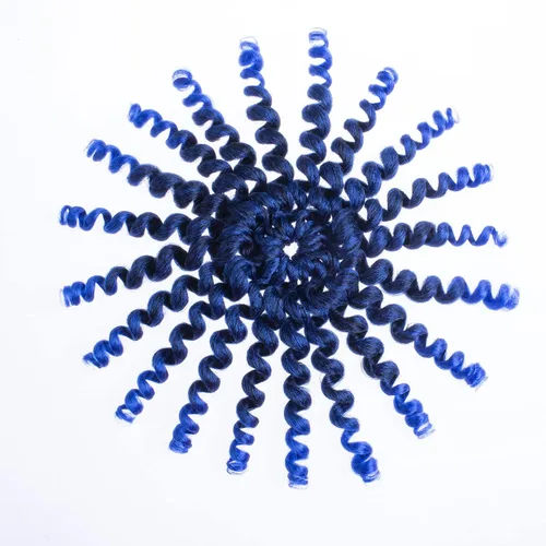 Miniatura 5 de Leeven Pelo corto de 8 pulgadas de Jamaica Bounce Wand Curl Crochet Hair Senegalese Twist sintético trenzado de pelo Ombre azul Jumpy Wand Curly