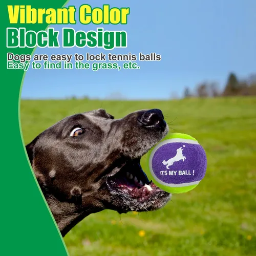 Miniatura 5 de EXPAWLORER Pelotas de tenis chirriantes para perros, paquete de 12 pelotas de perro de alta elasticidad para masticadores agresivos, juguetes