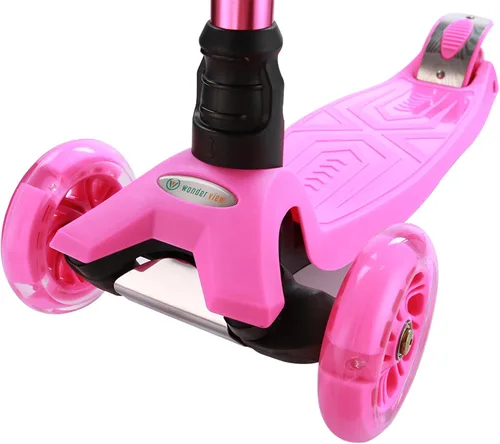 Miniatura 6 de Patinete de 3 ruedas para niños de 6 a 12 años, patinete infantil con ruedas iluminadas, diseño de cubierta resistente y 4 alturas ajustables, Rosa