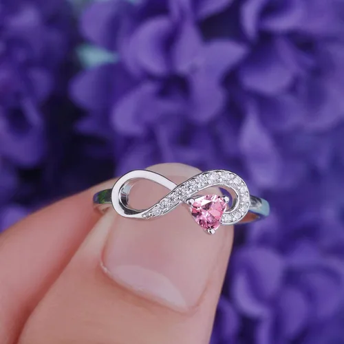 Miniatura 33 de Anillo Jo Wisdomo de compromiso. de plata esterlina, con corazón e infinito, anillo de amistad, para ella