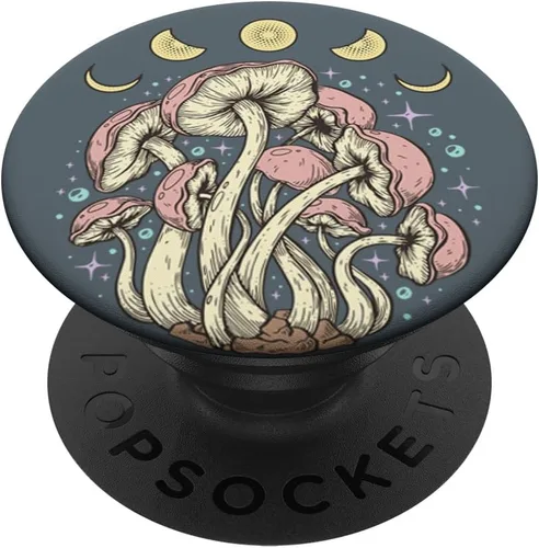 Cottagecore - PopSockets con diseño de hongos estéticos y fases lunares, hippie, bohemio, PopGrip intercambiable