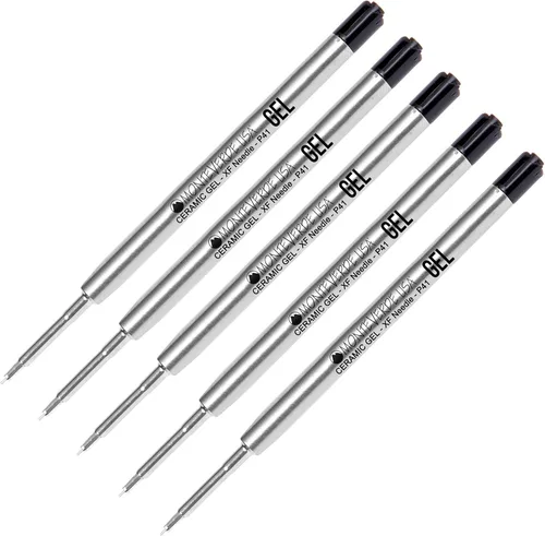 Monteverde - Recambio de bolígrafo de gel sin tapa para adaptarse a bolígrafos Parker, punta de aguja, extrafino (empaquetado a granel) (negro)